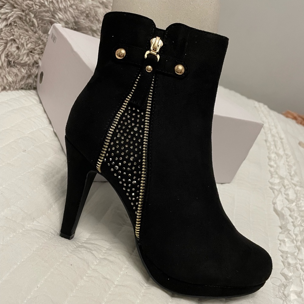 Black with gold embellishments boots